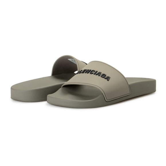 Balenciaga Women's Gray Logo Print Lool Slide Flip Flop Shoes - Picture 8 of 8